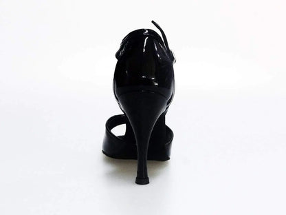 Scarpa donna in vernice nera Wishdance Asia QA 35B, elegante e lucida, con tacco moderato e design raffinato.