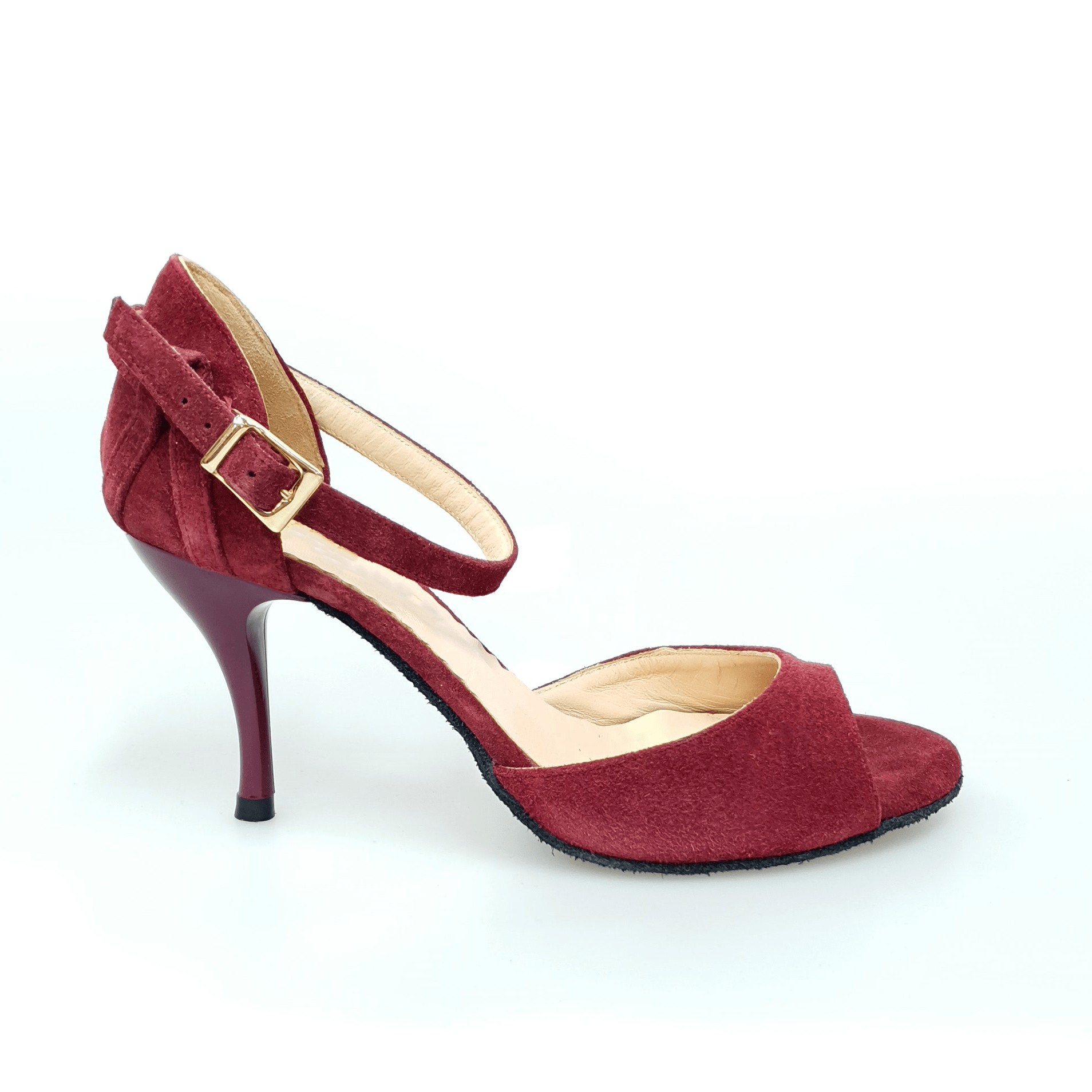 Scarpa in camoscio rosso Bordeaux Outlet con tacco a spillo, elegante e raffinata per occasioni speciali.