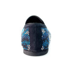 Load image into Gallery viewer, Viper Blue (800PJ) - Men&#39;s Moccasin in Blue Suede with Blue White and Black Swarovski Micro Bottom
