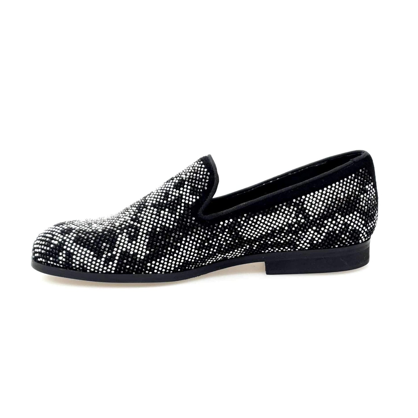 Mocassino uomo Viper Black Wishdance in camoscio nero con dettagli Swarovski, suola micro light, elegante e raffinato.