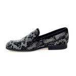 Load image into Gallery viewer, Viper Black (800PJ) - Men&#39;s Loafer in Black Suede with White and Black Swarovski Micro Light Bottom
