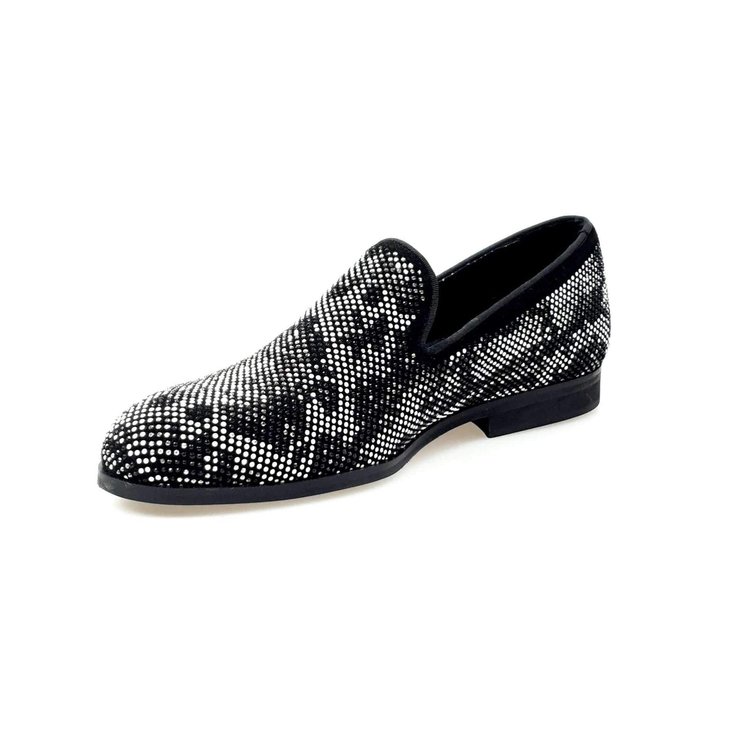 Mocassino uomo Wishdance Viper Black in camoscio nero con dettagli Swarovski, fondo micro-light, stile elegante e raffinato