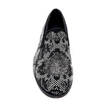 Load image into Gallery viewer, Viper Black (800PJ) - Men&#39;s Loafer in Black Suede with White and Black Swarovski Micro Light Bottom
